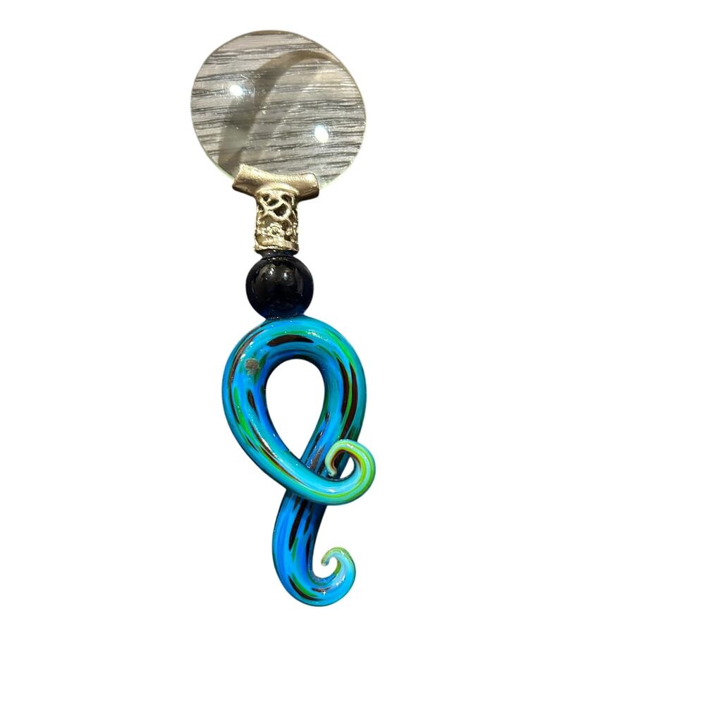 Murano Magnifying glass hand blown Italy treble clef shape